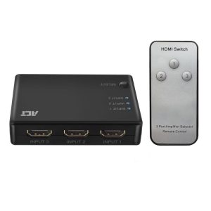 3 портов HDMI суич ACT , 4K@60Hz, USB, Дистанционно, Черен 1