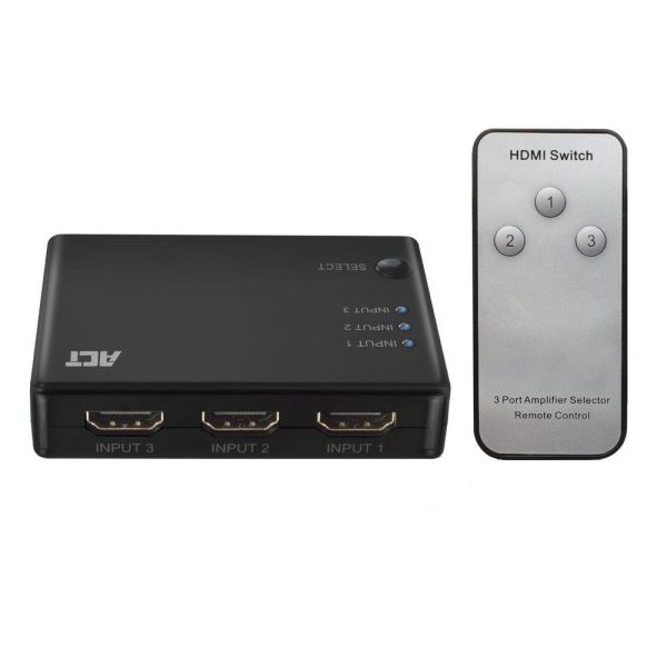 3 портов HDMI суич ACT , 4K@60Hz, USB, Дистанционно, Черен 1