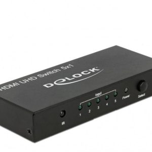 5 портов HDMI суич Delock  4K@60Hz, Дистанционно, Черен 1