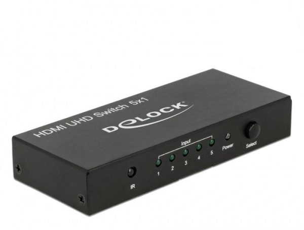 5 портов HDMI суич Delock  4K@60Hz, Дистанционно, Черен 1
