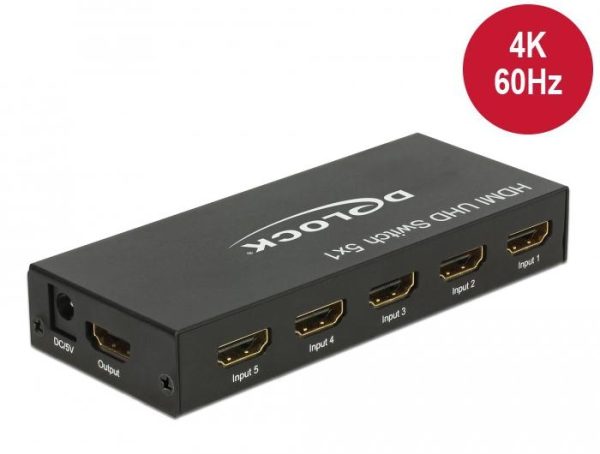 5 портов HDMI суич Delock  4K@60Hz, Дистанционно, Черен 2