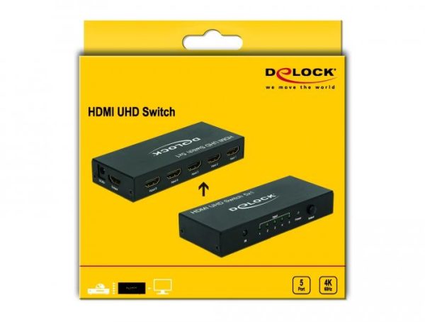 5 портов HDMI суич Delock  4K@60Hz, Дистанционно, Черен 4