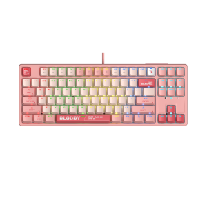 А4tech Геймърска механична  клавиатура Bloody Energy Pink S87 BLMS TKL RGB Backlit red switch , USB 1