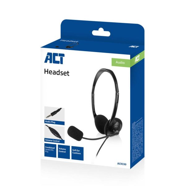 ACT Слушалки с микрофон, 3.5mm жак, 2м 5