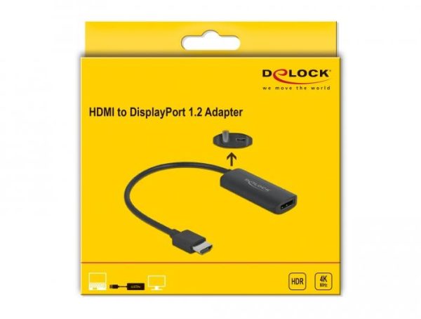 Адаптер Delock 63206, HDMI-A мъжко - DisplayPort женско, 4K 60 Hz, Черен 5