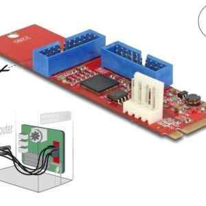 Адаптер Delock, M.2 Key B+M мъжко към 2 x USB 5 Gbps Pin Header 1