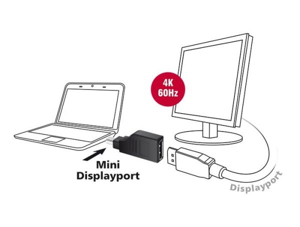 Адаптер Delock, mini DisplayPort 1.2 мъжко - DisplayPort женско, 4K, 90° 2