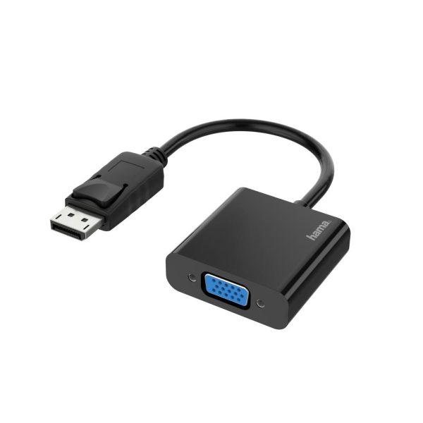 Адаптер HAMA, DisplayPort мъжко - VGA женско, Full-HD 1080p, Черен 1