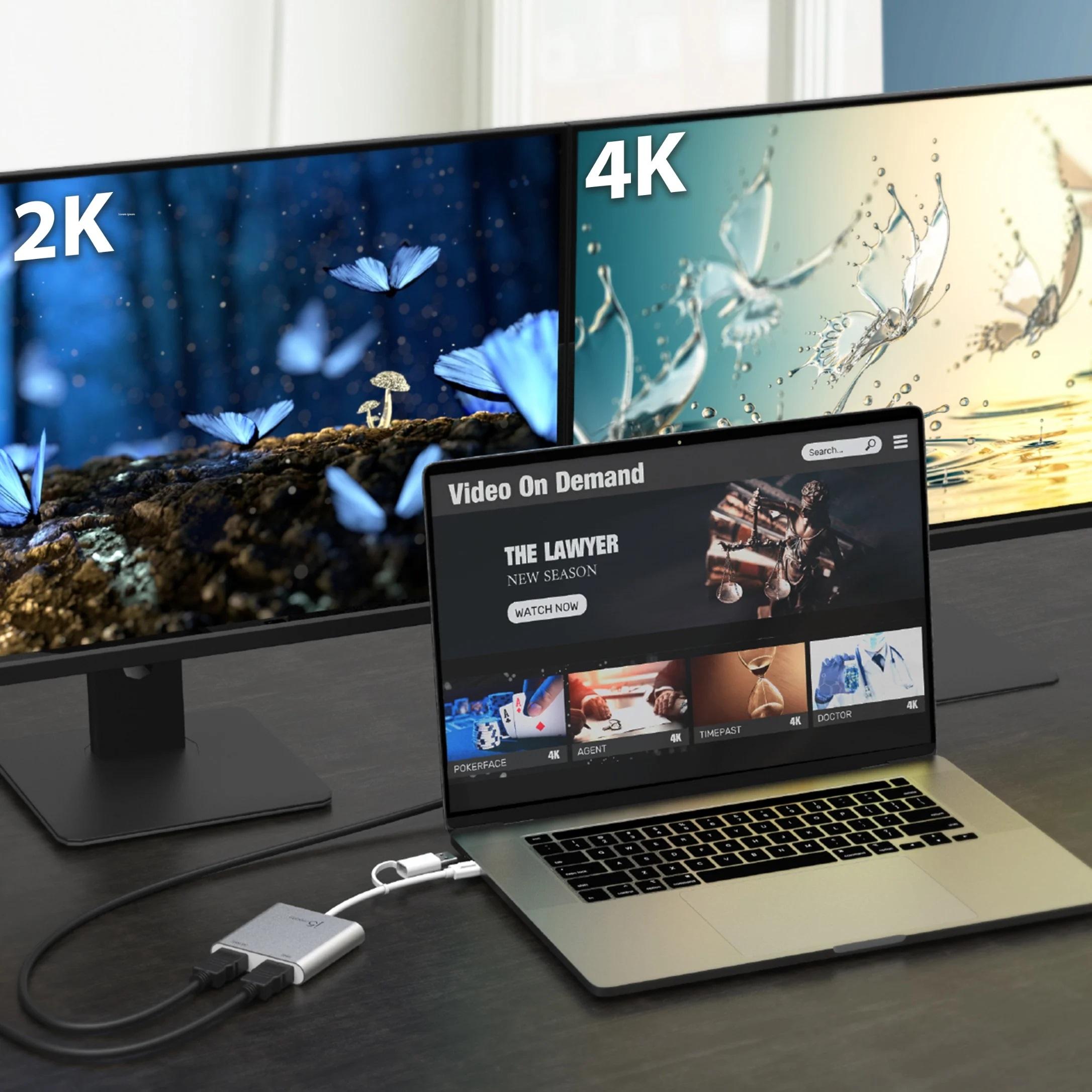 Адаптер j5create JCA365, За 2 монитора, USB-C - 2 x HDMI 4