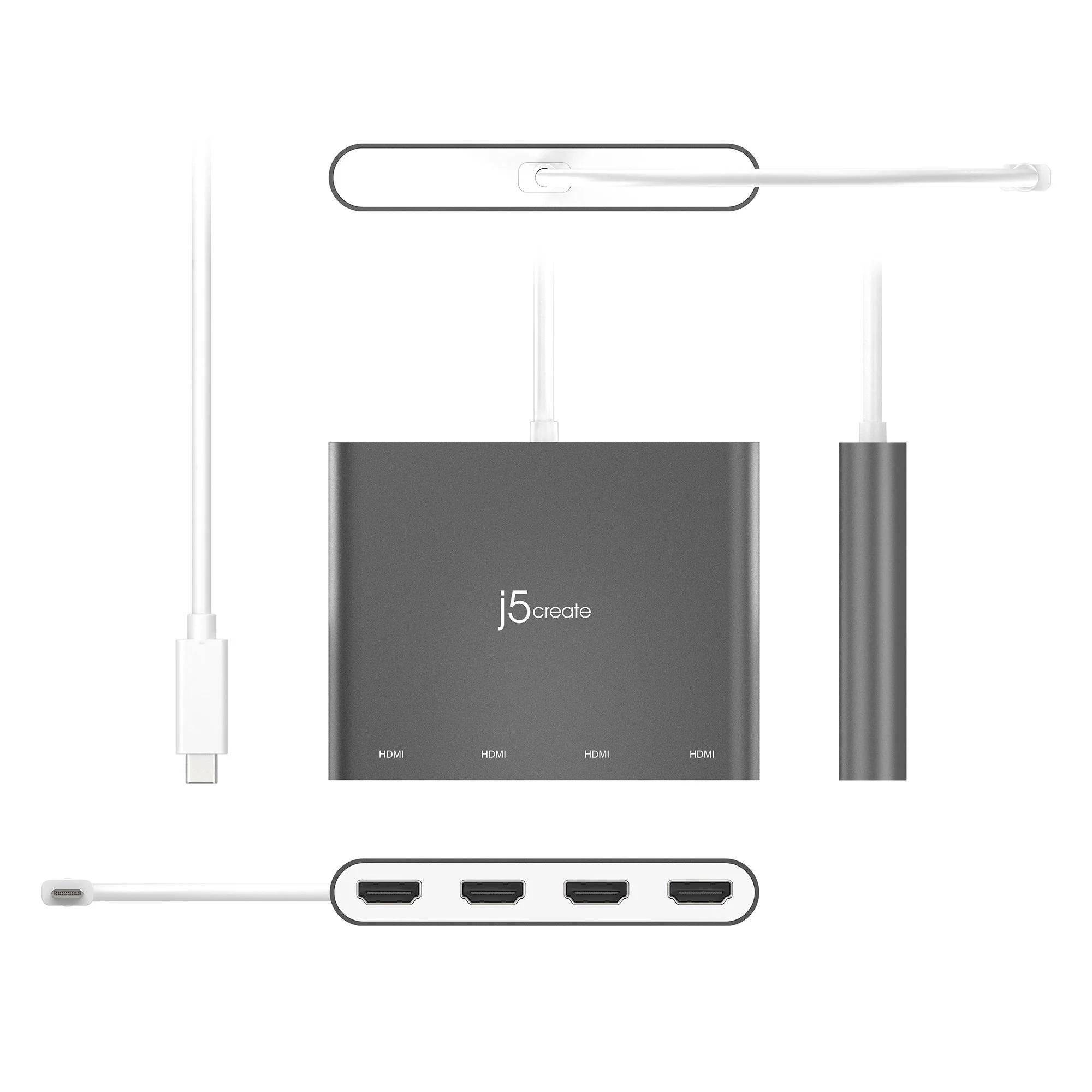 Адаптер j5create JCA366, За 4 монитора, USB-C - 4 x HDMI 4