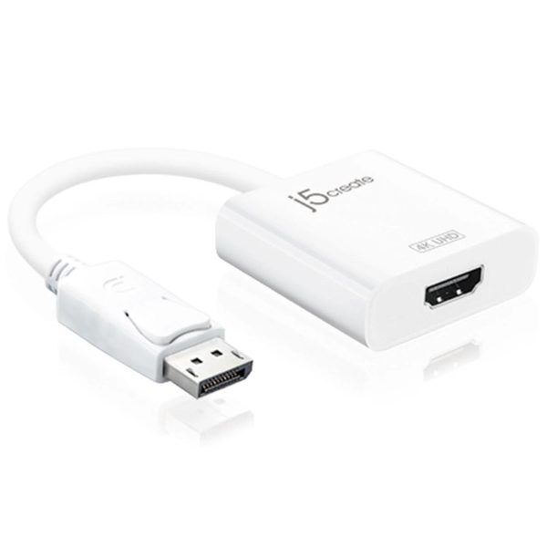Адаптер j5create JDA158, DisplayPort мъжко - HDMI женско, 4K, Бял 1