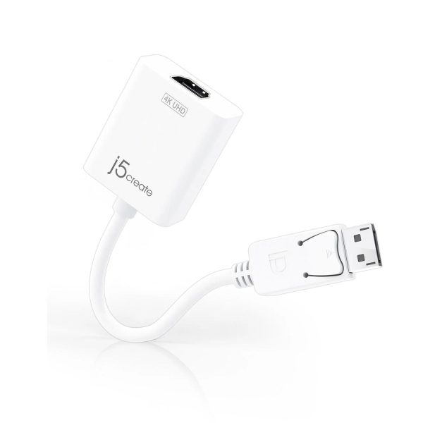 Адаптер j5create JDA158, DisplayPort мъжко - HDMI женско, 4K, Бял 2