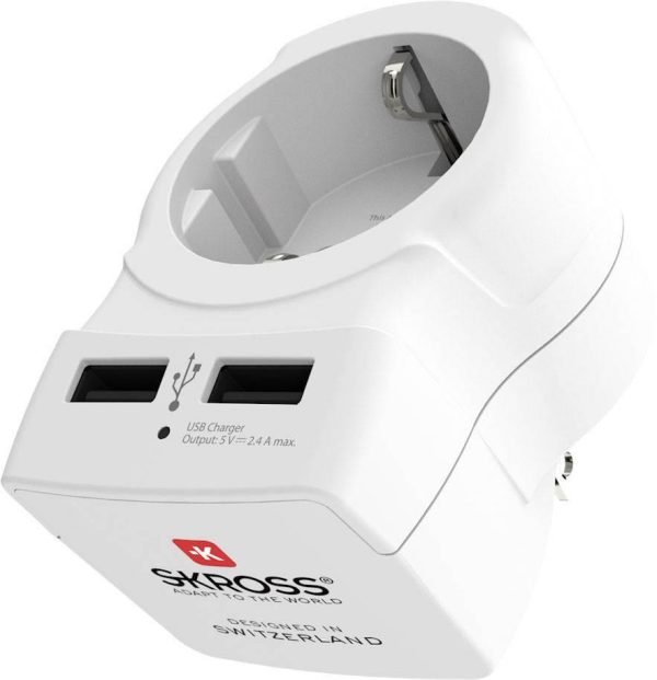 Адаптер SKROSS Europe към USA, USB, Бял 1