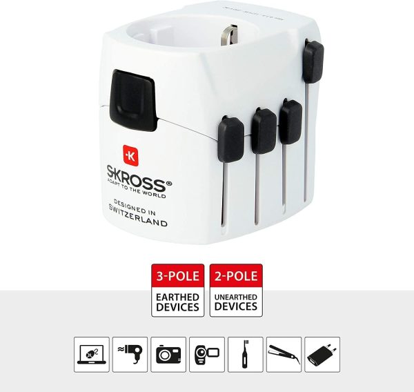Адаптер SKROSS PRO Earthed 1103145, World, Бял 2