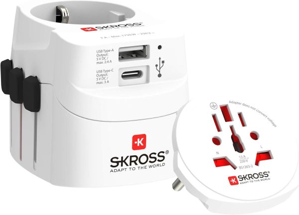 Адаптер SKROSS PRO Light USB, 1.302472, World, Бял 2