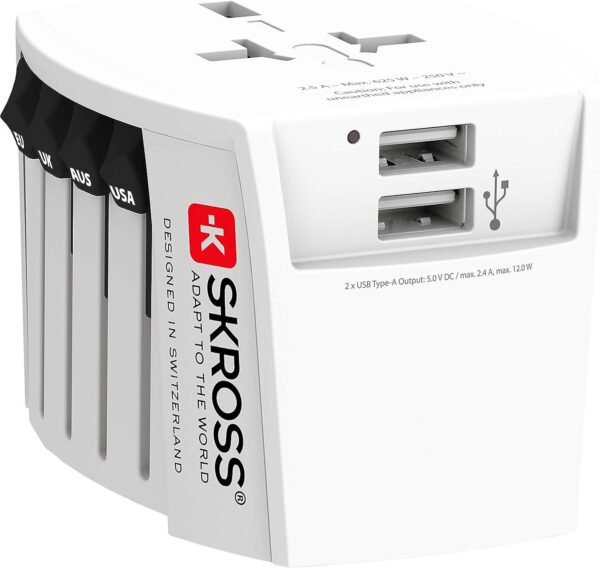 Адаптер SKROSS PRO MUV 2 x USB-A, 1.302960, World, Бял 1