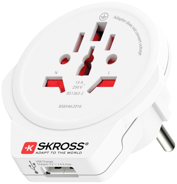 Адаптер SKROSS World to Europe 1500266, USB, Бял 1