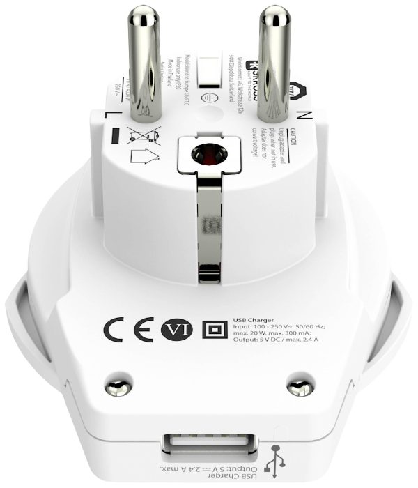Адаптер SKROSS World to Europe 1500266, USB, Бял 2