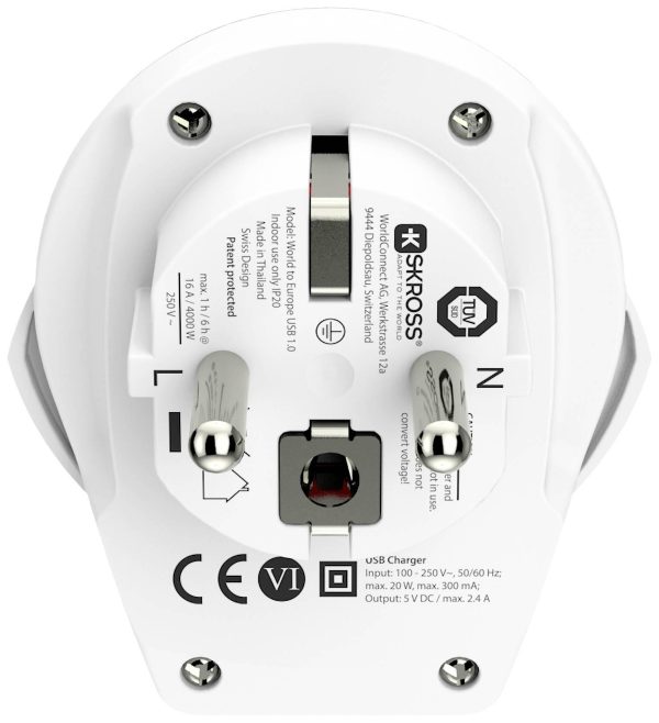 Адаптер SKROSS World to Europe 1500266, USB, Бял 4