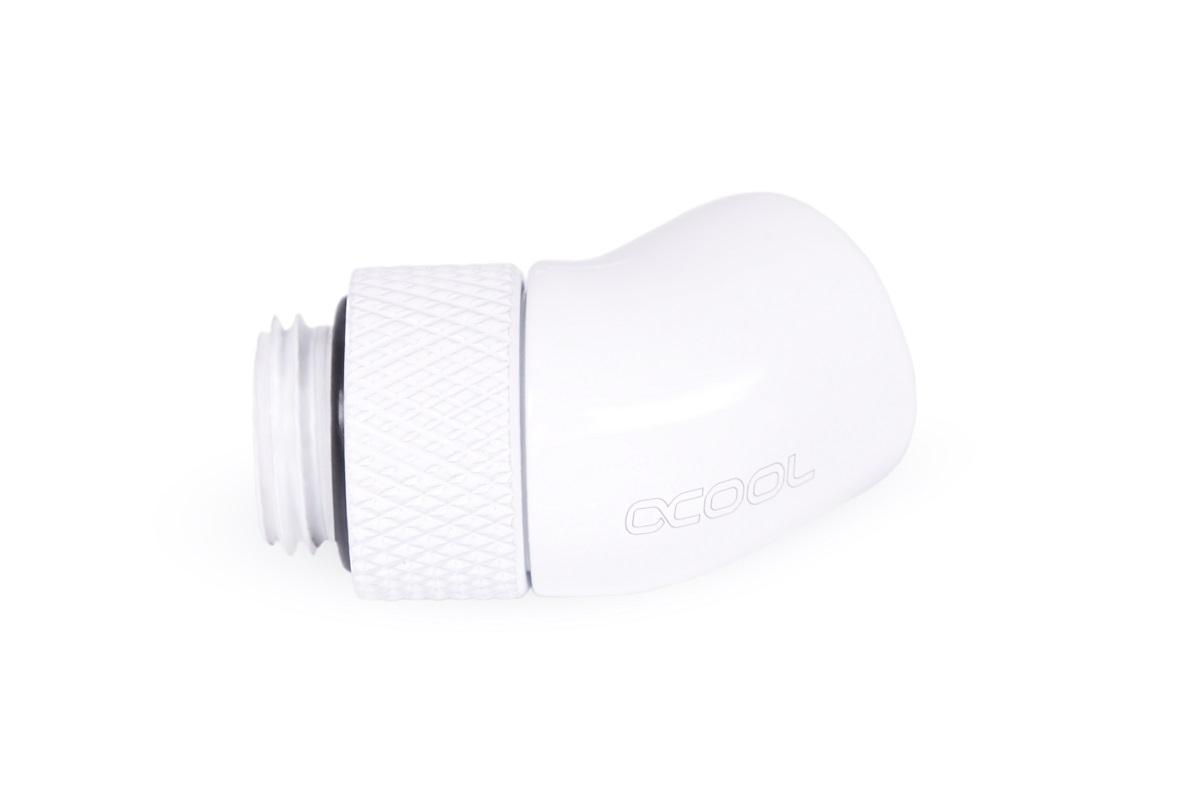 Ъглов адаптер Alphacool Eiszapfen, 45°, G1/4 външна към G1/4 вътрешна резба, Бял 3