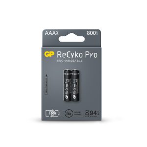Акумулаторна Батерия GP R03 AAA 800mAh, NiMH, 85AAAHCB-EB2 RECYKO+ PRO, До 1500 цикъла, 2 бр. в опаковка 1