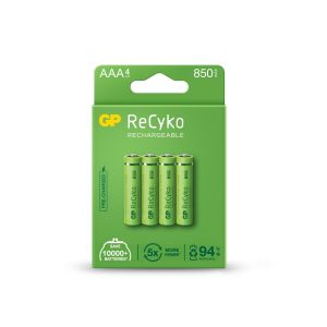 Акумулаторна Батерия GP R03 AAA 850mAh NiMH 85AAAHCE-EB4 RECYKO, 4 бр. в опаковка 1