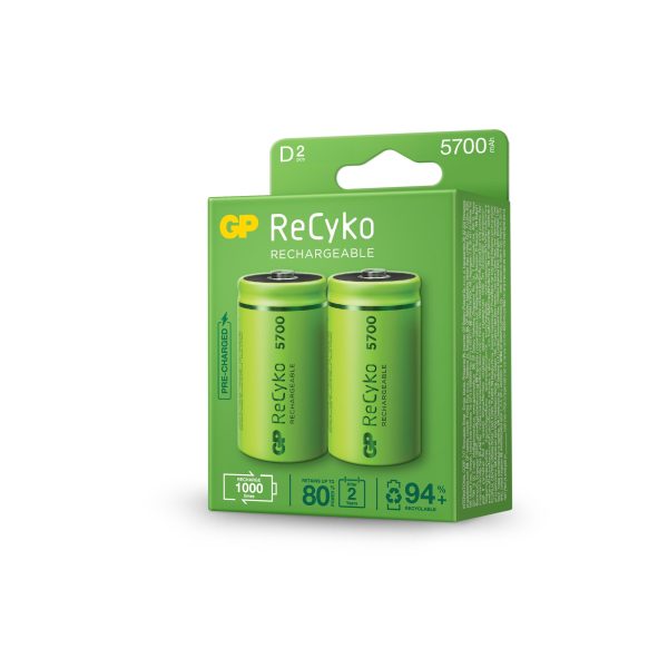 Акумулаторна Батерия GP R20 D 5700mAh NiMH Recyko 2 бр. в опаковка GP 2