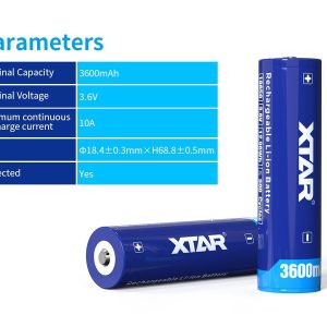 Акумулаторна батерия XTAR за фенери 18650 със защита , 3600mAh, Li-ion 1