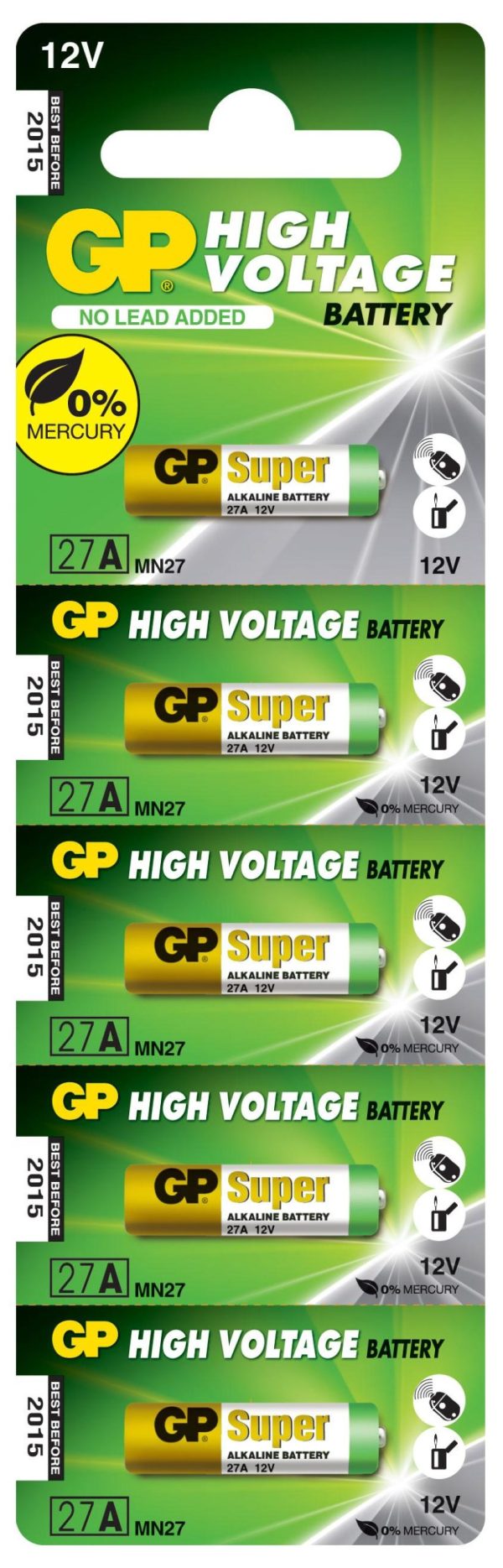 Алкална батерия GP 12 V /5бр./pack цена за 1 бр./ за аларми А27 2