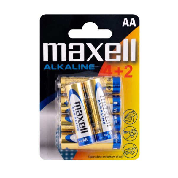 Алкална батерия MAXELL AA, LR-6, 4+2 бр. в опаковка, 1.5V 1