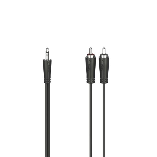 Аудио кабел HAMA, 3.5 mm жак мъжко - 2 x Чинч мъжко, 3.0 m, Стерео, Черен 1