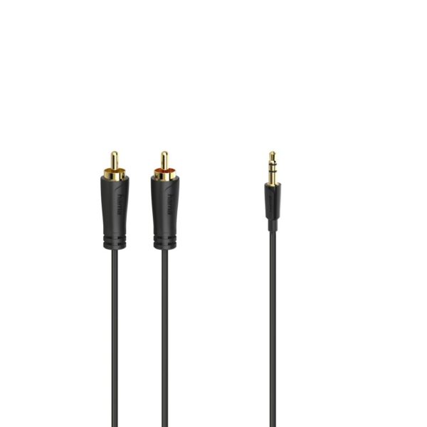 Аудио кабел HAMA, 3.5 mm жак мъжко - 2 x Чинч мъжко, 3.0м, Essential, Черен 1