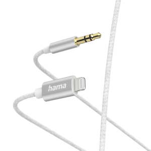 Аудио кабел HAMA, Lightning мъжко - 3.5 mm жак мъжко, 1.0 м, Бял 1
