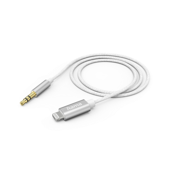 Аудио кабел HAMA, Lightning мъжко - 3.5 mm жак мъжко, 1.0 м, Бял 2