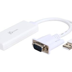 Аудио видео адаптер j5create JDA214, VGA/USB мъжко - HDMI женско, Бял 1