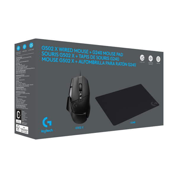 Бъндъл Геймърска мишка Logitech G502 X, Жична + Подложка за Мишка G240 9