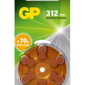 Батерия цинково въздушна GP ZA312 6 бр. бутонни за слухов апарат в блистер 1