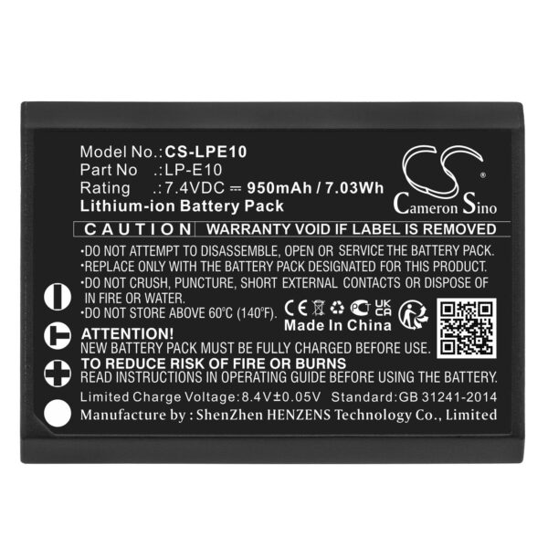 Батерия за апарат CANON LPE10 LiIon 7.4V 950mAh Cameron Sino 1
