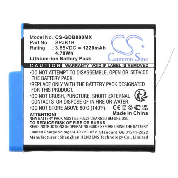 Батерия за камера GOPRO Hero 5; HERO 6; Hero 7; Hero 8 AABAT-001 3,85V 1220mAh LIIon Cameron Sino 1
