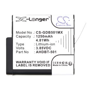 Батерия за камера GOPRO Hero 5; Hero 6; Hero 7; Hero 8   AHDBT-501  3,85V 1250mAh   LIIon Cameron Sino 1
