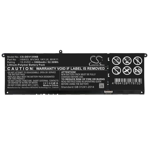 Батерия за лаптоп CAMERON SINO, За DELL Inspiron 13 5310 V6W33, 15.0V, 3500mAh 1