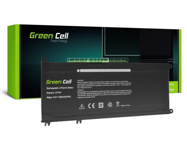 Батерия за лаптоп GREEN CELL, Dell 33YDH, Dell Inspiron G3 3579, 3779, G5 5587, G7 7588, 7577, 7773, 7778, 7779, 7786, Latitude 3380, 3480, 3490, 3590, 15.2V, 3400mAh 1