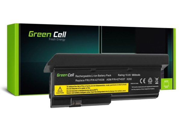 Батерия за лаптоп GREEN CELL, IBM Lenovo ThinkPad X200 X201 X201i 42T4534, 10.8V, 6600mAh 1