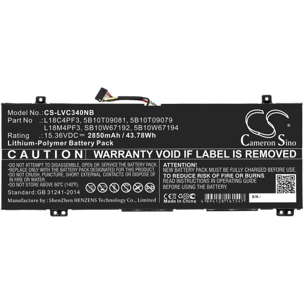 Батерия за лаптоп LENOVO IdeaPad C340-14API  L18C4PF3 15.36V 2850mAh LiPo CAMERON SINO 3