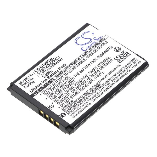 Батерия за мобилен телефон  ALCATEL 2010D, One Touch 356, One Touch 665  CAB22B0000C1 LiIon 3,7V 700mAh CAMERON SINO 1