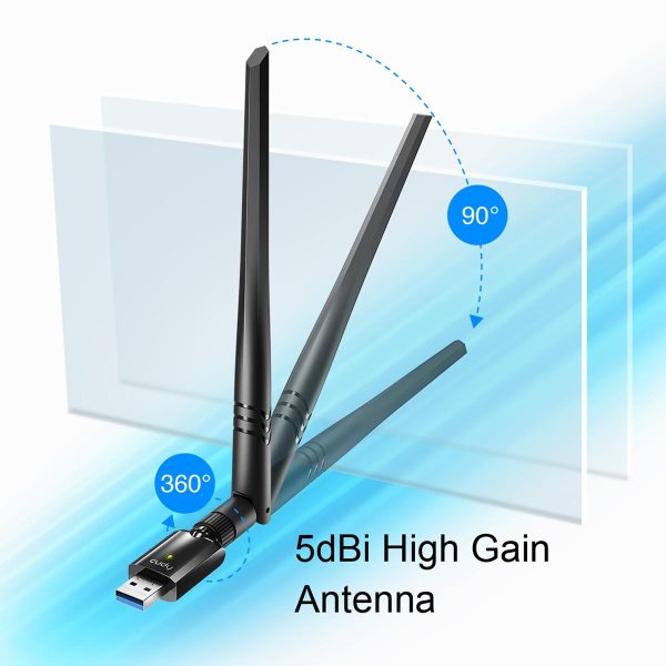 Безжичен адаптер Cudy WU1400, USB 3.0, 2.4/5 Ghz, Външна антена  2