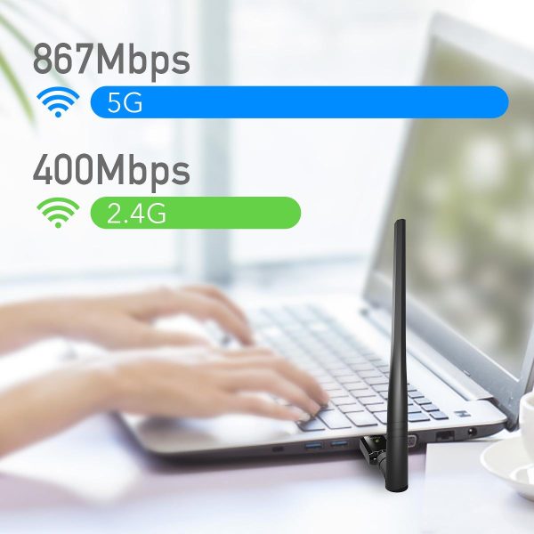Безжичен адаптер Cudy WU1400, USB 3.0, 2.4/5 Ghz, Външна антена  5