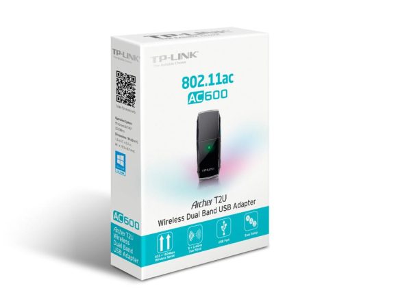 Безжичен адаптер TP-LINK Archer T2U, AC600, Dual band, USB, вградена антена 6