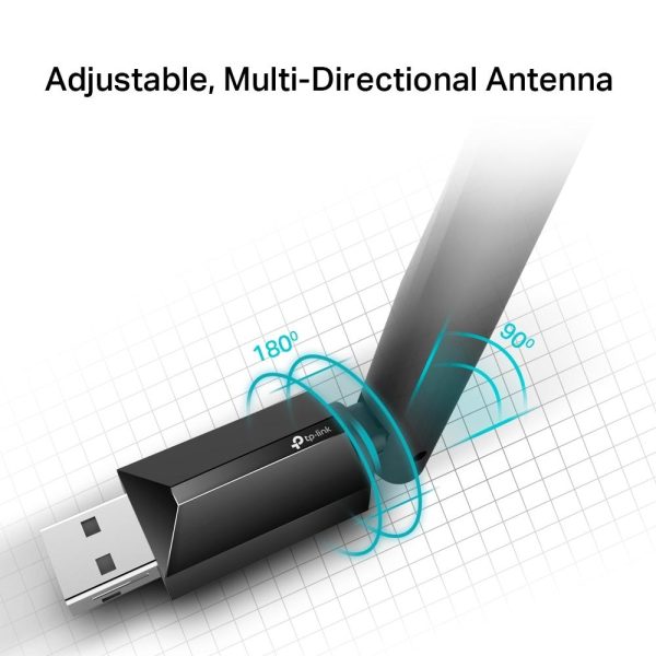 Безжичен адаптер TP-LINK Archer T2U PLUS, AC600, Dual band, USB, външна антена 5 dBi 5