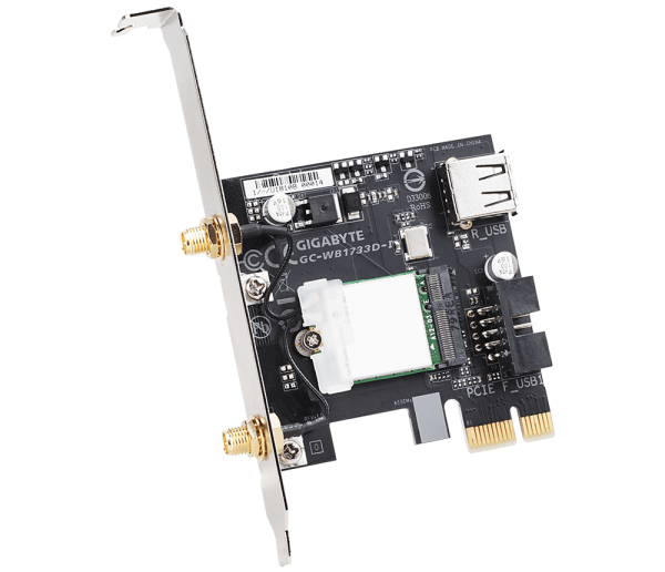 Безжичен PCI Express адаптер Gigabyte GC-WB1733D-I, 2x2 802.11ac 160MHz, Bluetooth 5.0 2